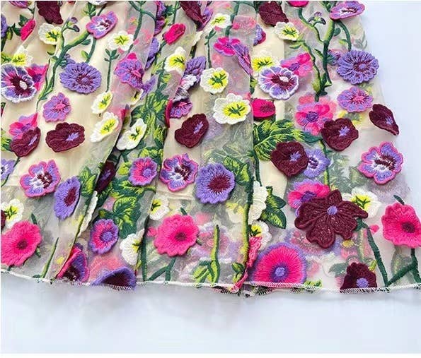 Multi Colored SK028Y Ethereal 3D Embroidered Fairy Skirt - Spring/Autumn for wholesale on Faire9