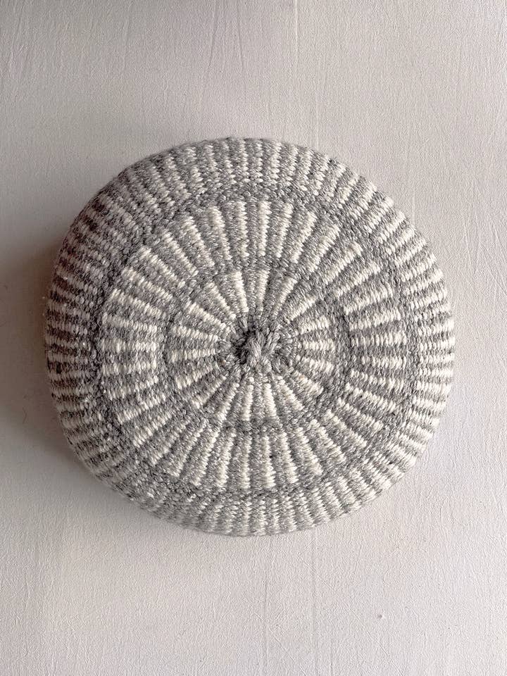 Round Comb Cushion – Gray & Natural (Sheep Wool) for wholesale by CHACO Goods
