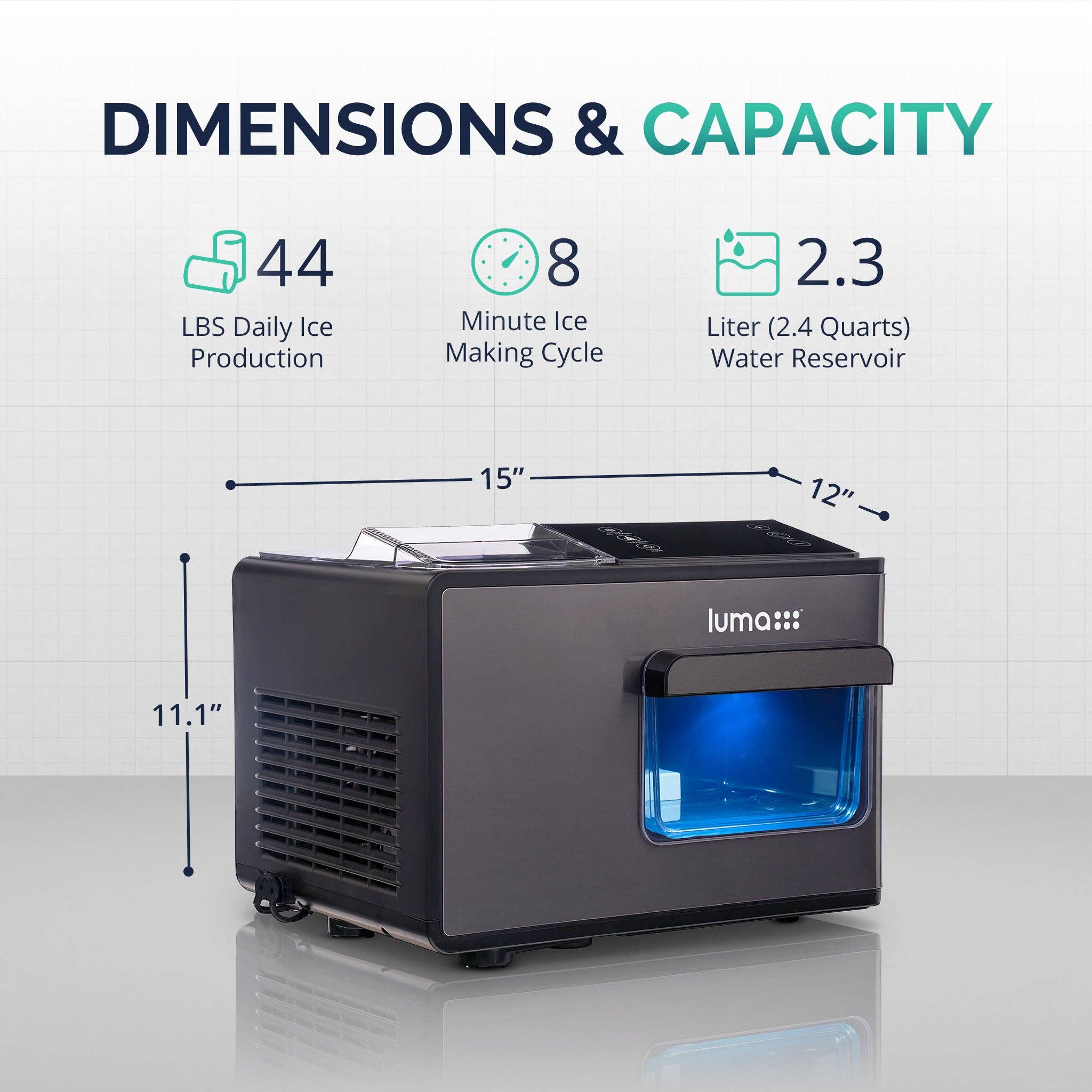 Newair - Vente Appareils électroménagers - Machine à glaçons de comptoir Luma®. Nugget Ice, 44 lb/jour - Acier inoxydable noir17