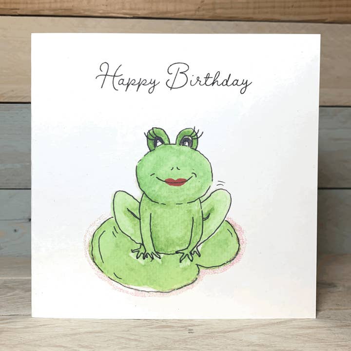 Female Frog Birthday Card for wholesale by Arty Bee Designs