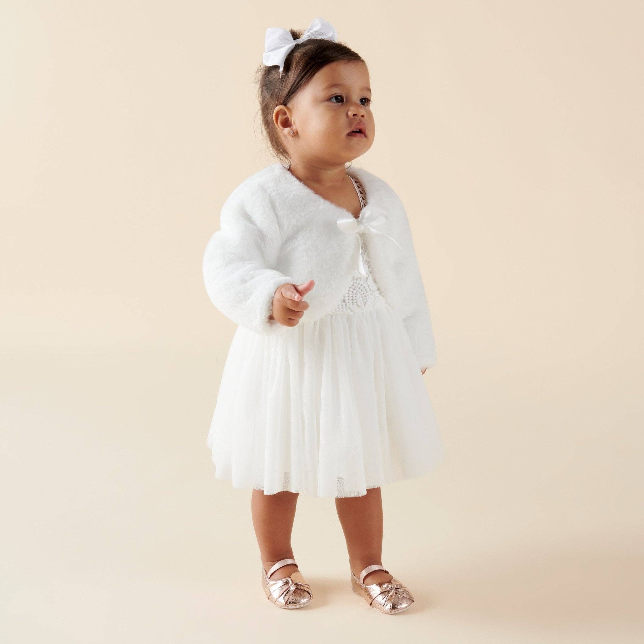 Designer Kidz – Engroshandel Jakke - Baby – Sassy Baby Faux Fur Jakke - Ivory1
