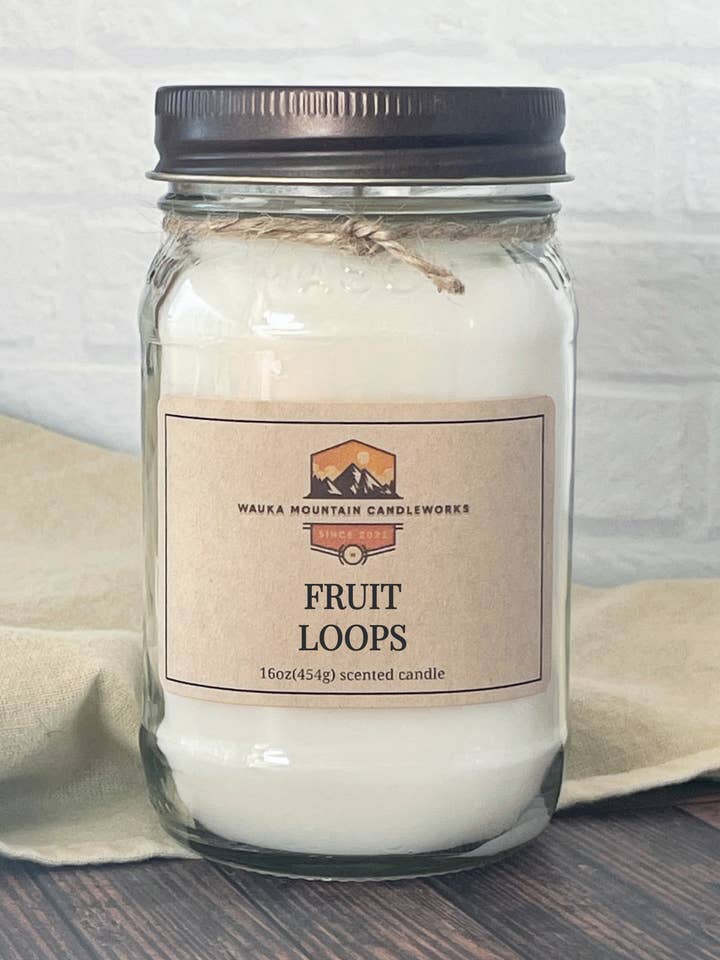 Fruit Loops Mason Jar Candle - Wax Melt for wholesale by Wauka Mountain Candleworks