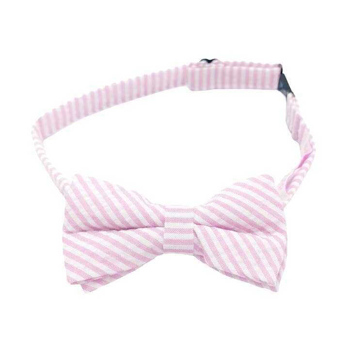 Seersucker Bow Tie, Pink for wholesale by Bits & Bows