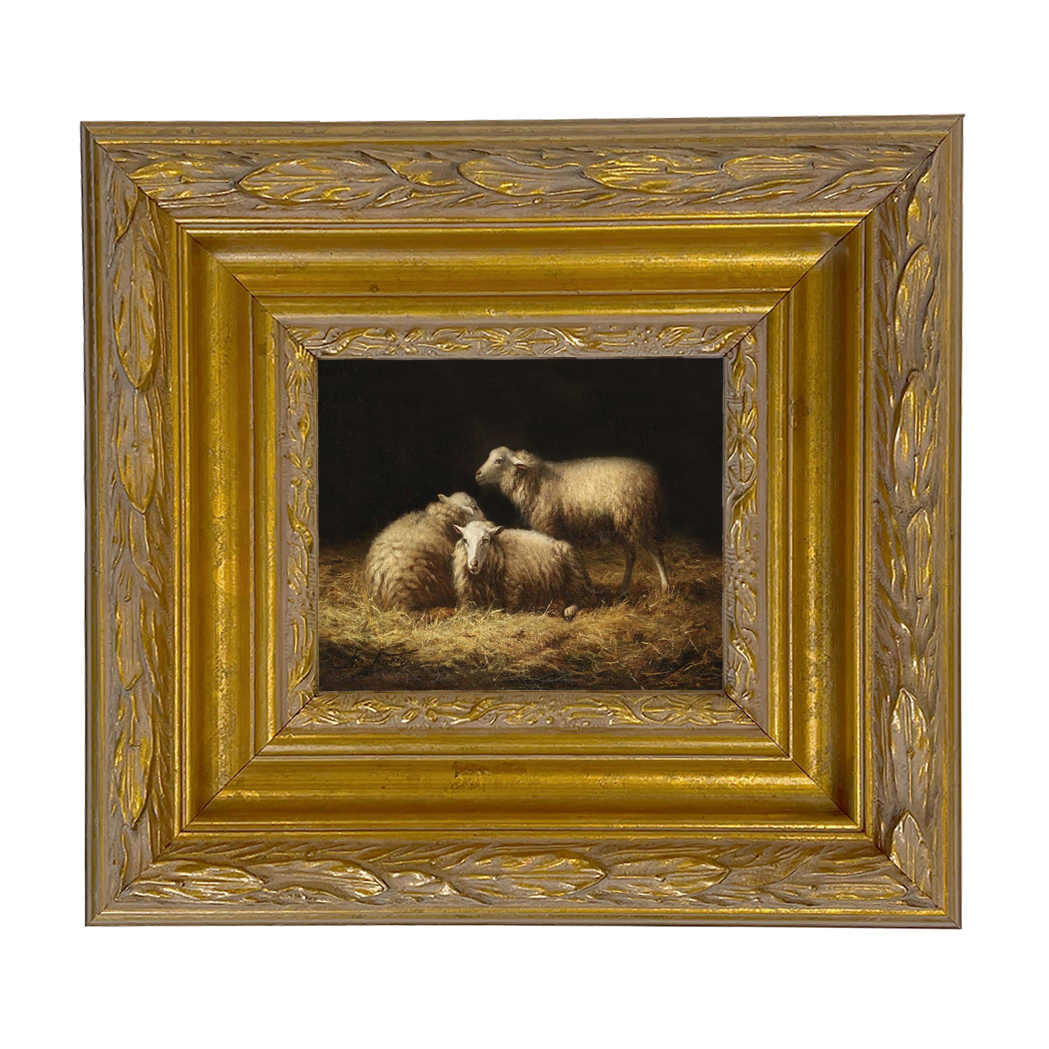 Madison Bay Co. - Historical Home Decor Reproductions - Wholesale Painting/Drawing - Sheep in the Hay Framed Painting Print on Canvas35