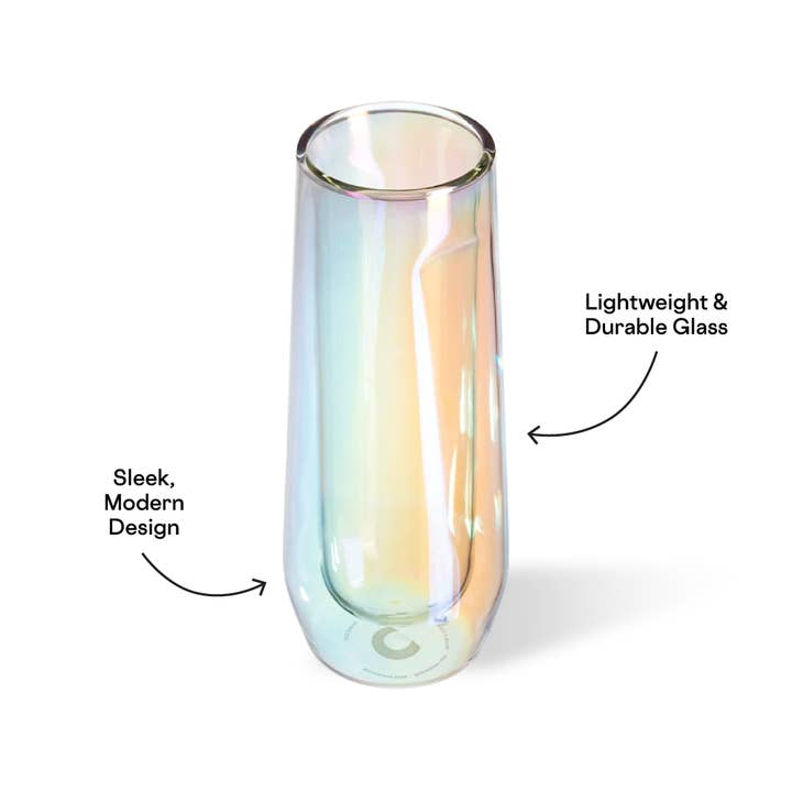 CORKCICLE - Wholesale Champagne Flute - Glass Flute - 7oz Double Pack - Prism