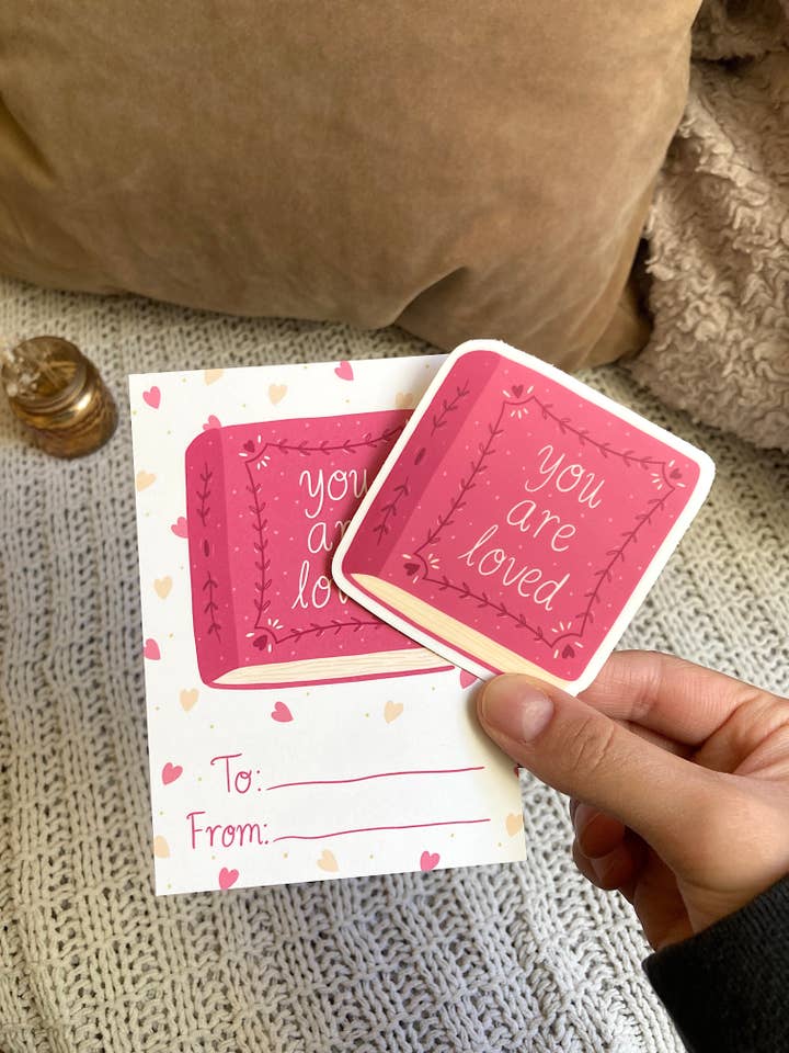 Bookish Valentine’s Day Gram for Readers with Sticker for wholesale by Tales and Pages Shop