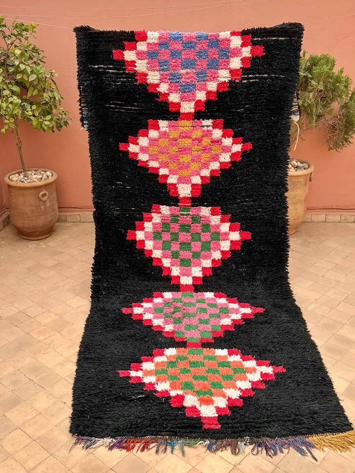 LALLA TISSLIT Boucherouite Läuferteppich | 300 x 115 cm für den Großhandel von SOUK in the CITY