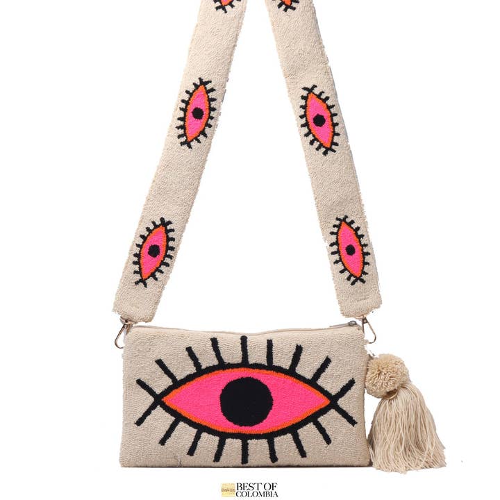 Natural pink Evil Eye Clutch for wholesale by Best of Colombia LLC