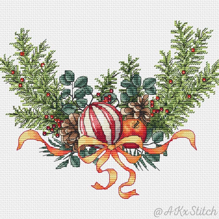 Christmas Wreath Cross Stitch Kit for wholesale by AKxStitch