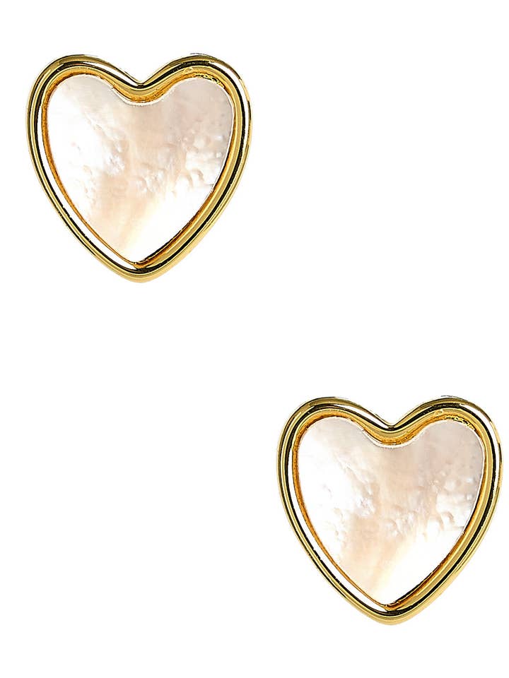 Martha - Hart Oorbel met Parelmoer Stud - 18K Verguld - Darby Clark Collectie - WS voor wholesale door Lisi Lerch