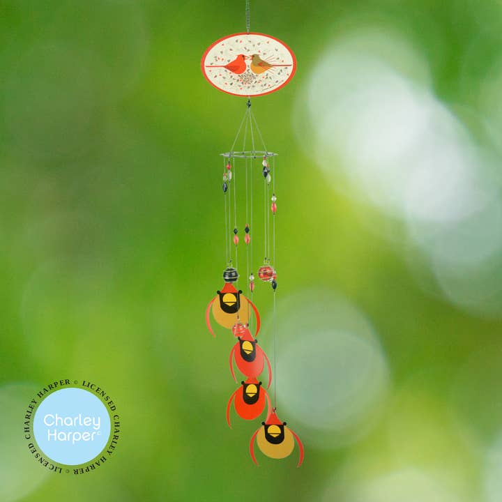RCS Gifts - Wholesale Wind Chime - Charley Harper Cardinal Spiral Windchime Mobile- 32"