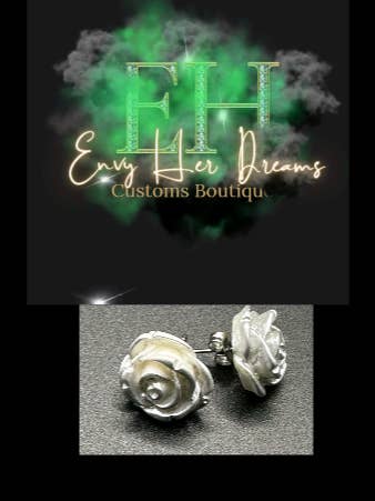 Rose Stud oorbellen in zilver/wit voor wholesale door Envy Her Dreams