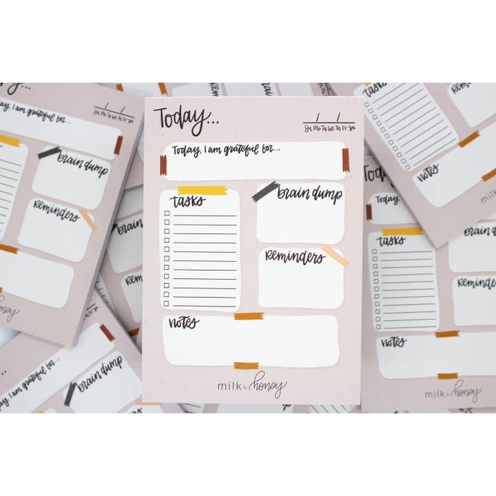 Bloc-notes quotidien 5 x 7 pouces | Gratitude | Liste de tâches | Organiseur quotidien pour la vente par Milk & Honey
