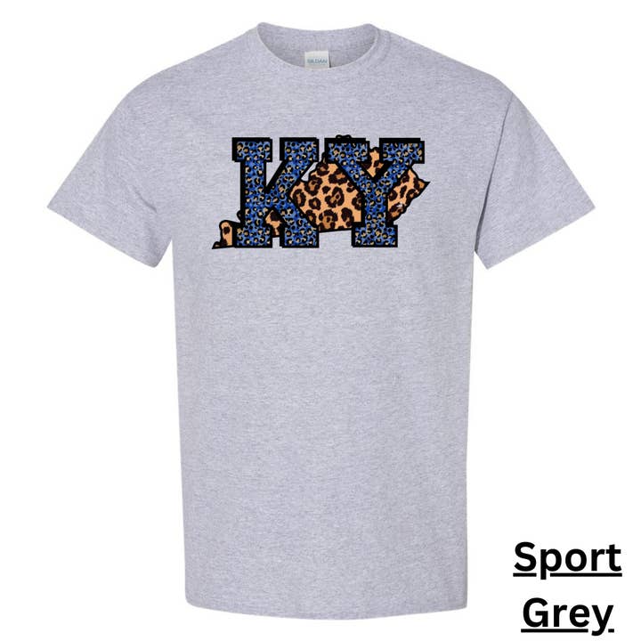 Blue and Brown Cheetah Kentucky Kid Youth T shirt for wholesale by Rockin R Apparel