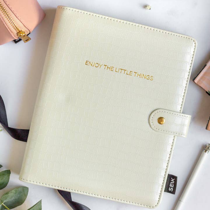 SEIK - Wholesale Binder - Ring binder from premium faux leather A5 (white)