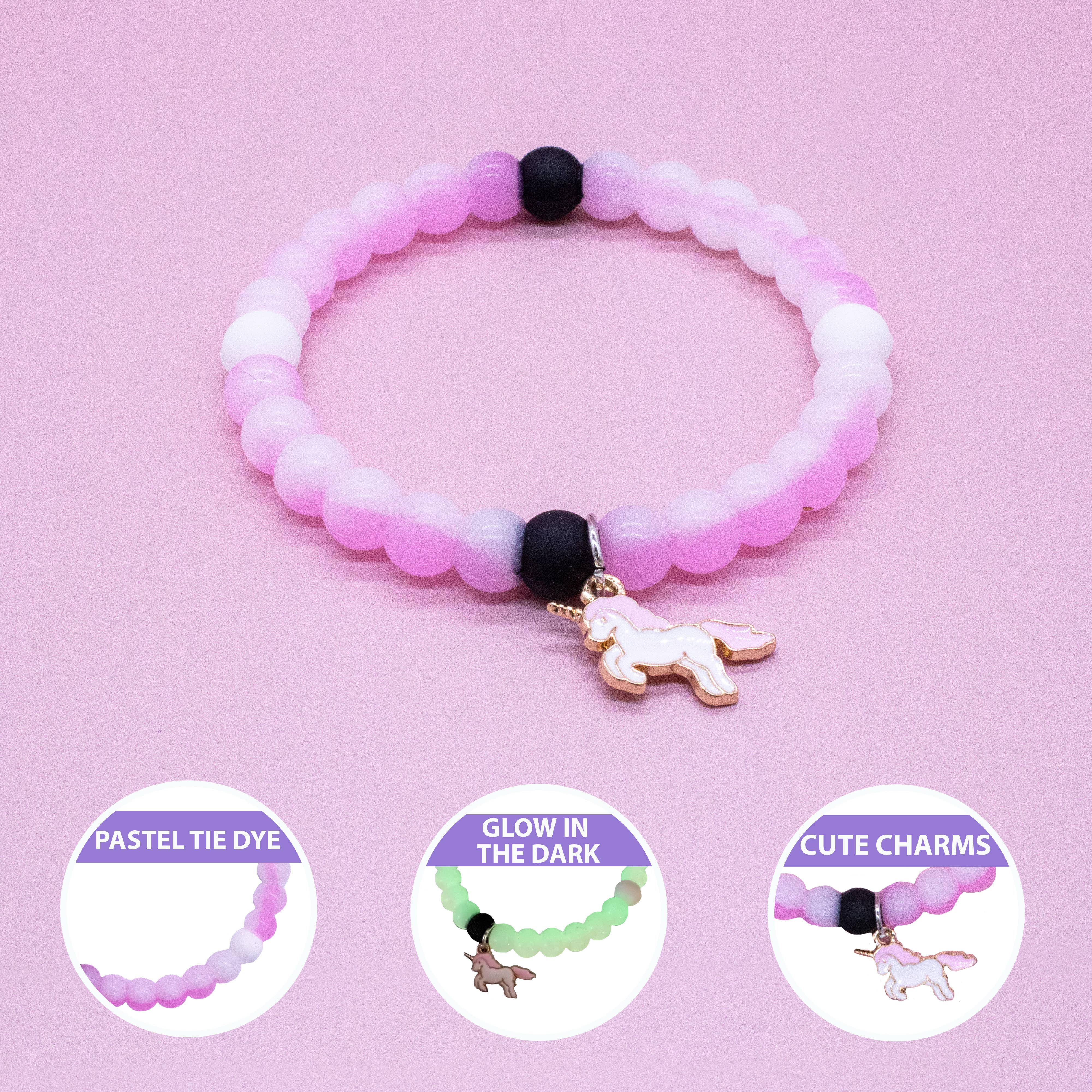 Frog Sac - Wholesale Beaded Bracelet - Kids - Glow in the Dark Unicorn Charm Bubble Bracelets - 3 Pack7