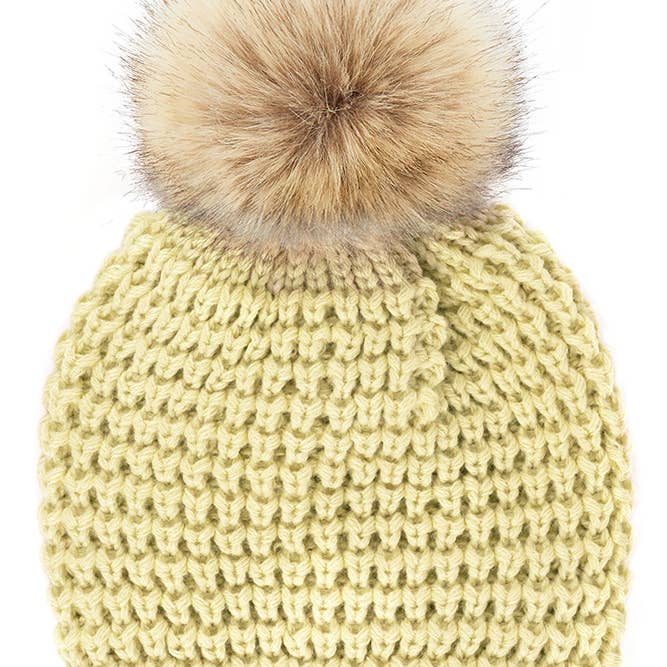 Hana - Wholesale Beanie - Women's - C.C Waffle Stitch Pattern Pom Beanie5
