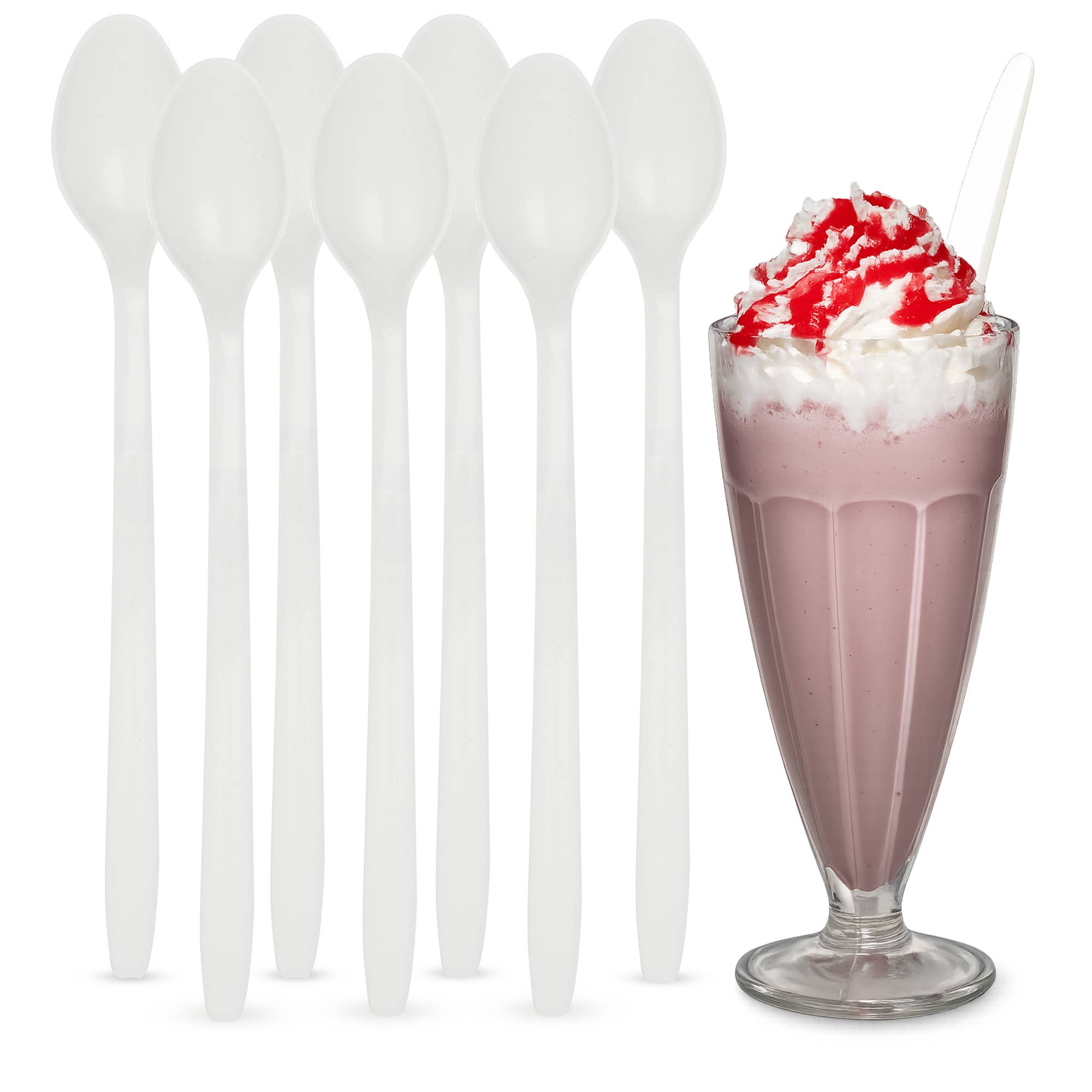 MT Products - Wholesale Kitchen Spoon - MT Products White Long Plastic Disposable Spoons for Sundae0