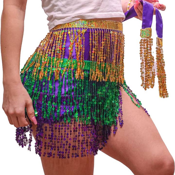 The Mardi Gras Krewe - Wholesale Skirt - Women's - Mardi Gras Outfit for Women Sequin Skirt, Purple Green & Gold Sequin Skirt