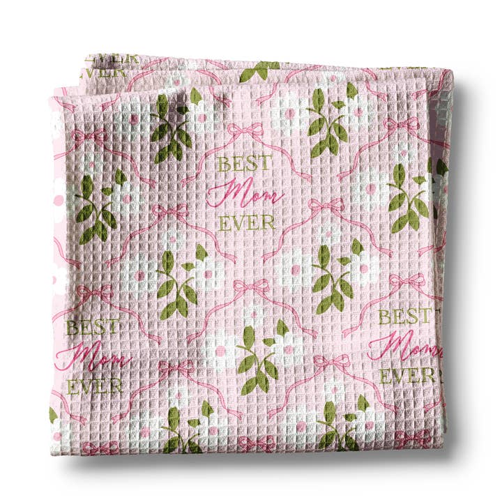 "Best Mom Ever" Mother's Day Gift Kitchen Towel Waffle for wholesale by Canary Road