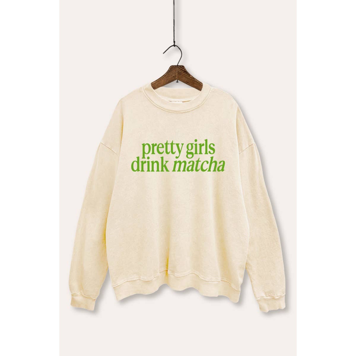 STARCHIS - Wholesale Graphic Sweatshirt - Women's - PRETTY GIRLS DRINK MATCHA MINERAL WASH GRAPHIC SWEATSHIRT2