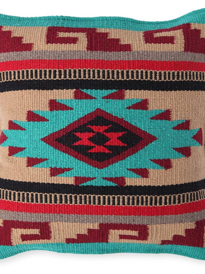 Handwoven Cotton Azteca Pillow Cover, Design #5 for wholesale by El Paso Saddleblanket