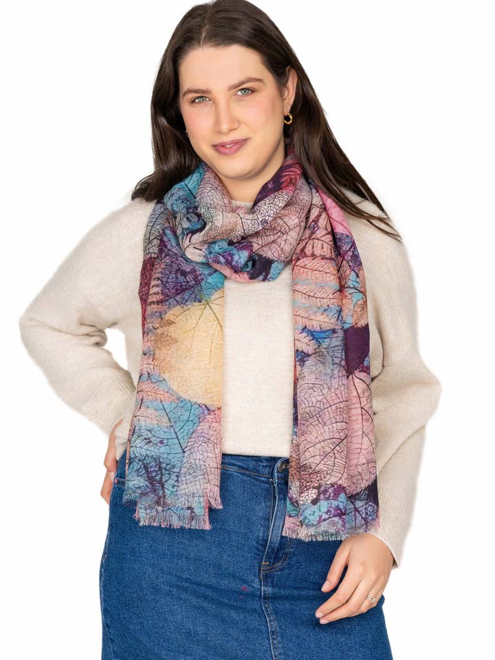 DLUX Harriet Woll Modal Schal, Sanfte neutrale Töne (70x180cm) für den Großhandel von DLUX Scarves