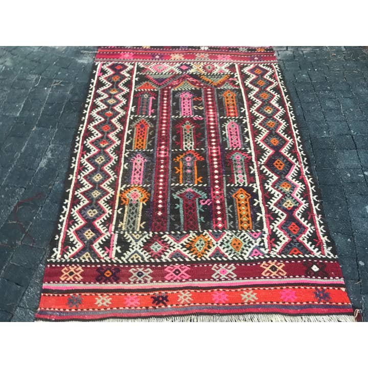 Turkish Anatolian Kilim Rug Handmade Wool 3.4x5 ft for wholesale by Oushak Rugs