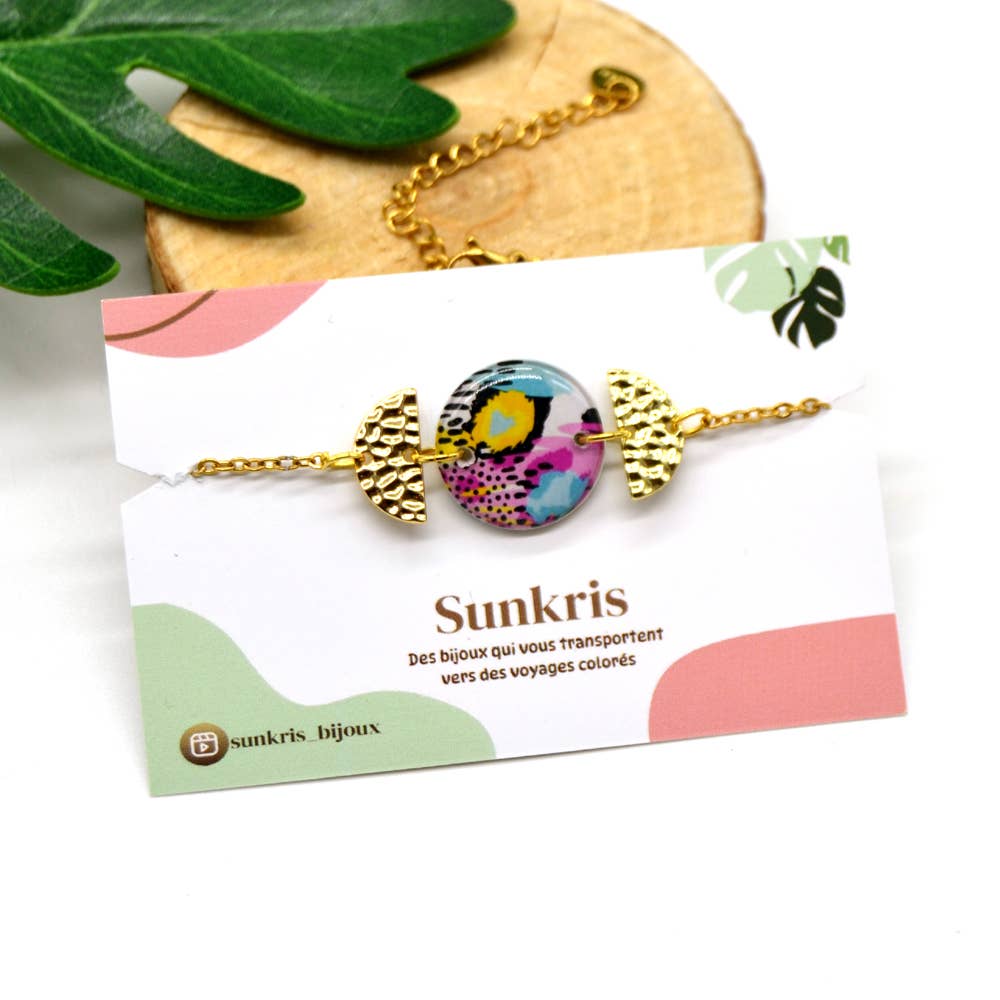 SUNKRIS - Wholesale Charm/Dangle Bracelet - Colorful handcrafted bracelet in resin and gold stainless steel4
