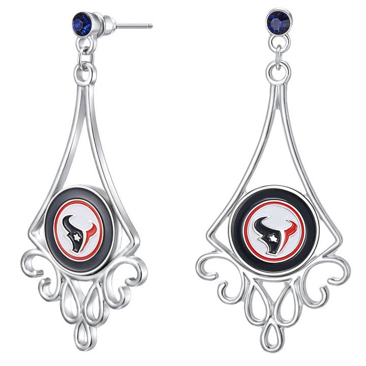 Boucles d'oreilles à tige florale en diamant NFL Houston Texans pour la vente par Simran International