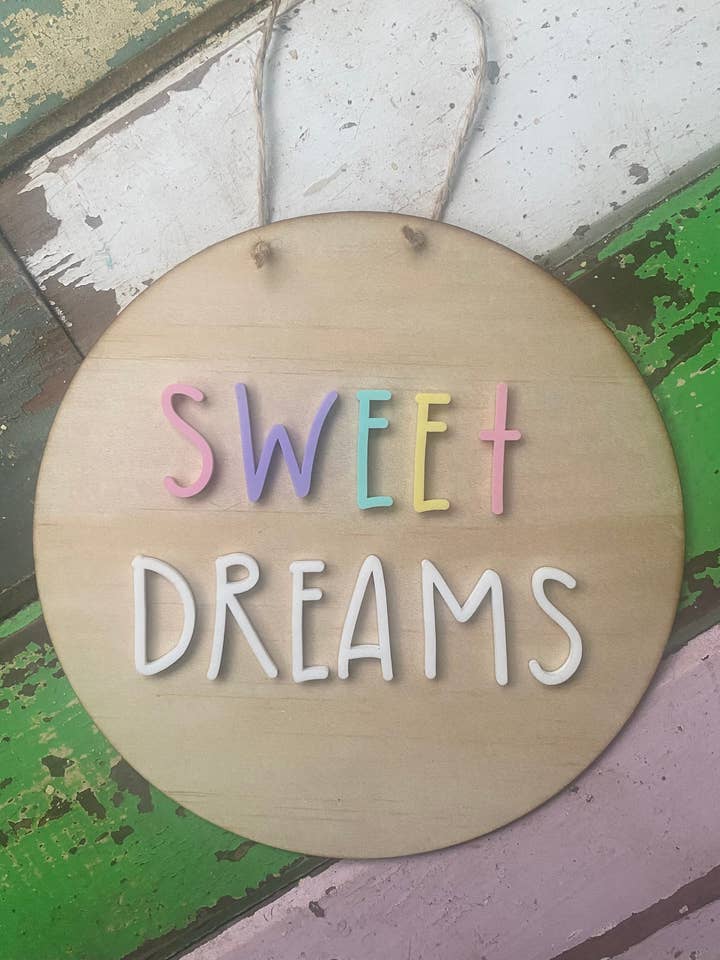 Sweet Dreams hangbord van hout en acryl voor wholesale door Kai and Co