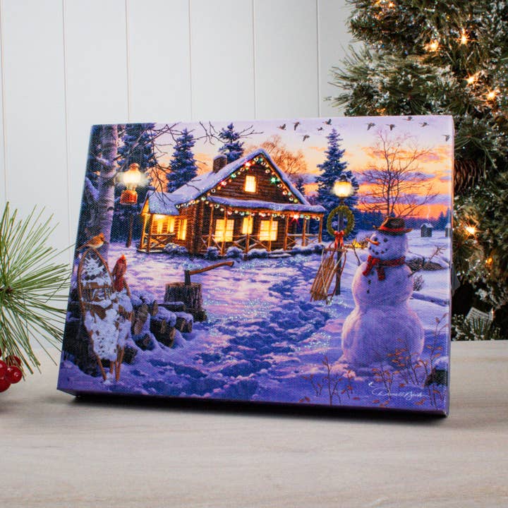 Winter Bliss 8x6 Lighted Tabletop Canvas for wholesale by Glow Decor