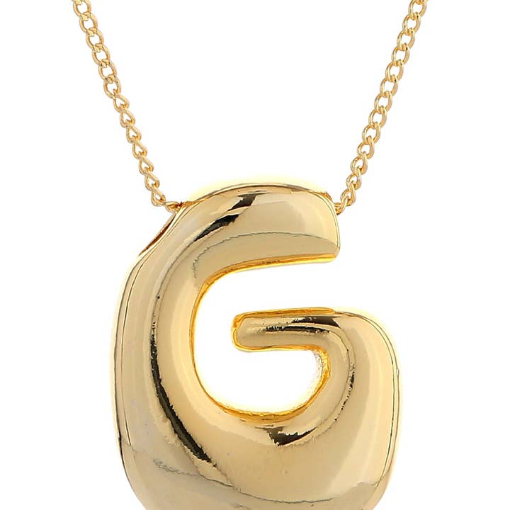 MiMi Wholesale - Wholesale Pendant/Charm Necklace - DJN330009 14K Dipped Big Bubble Letter Initial Necklace10