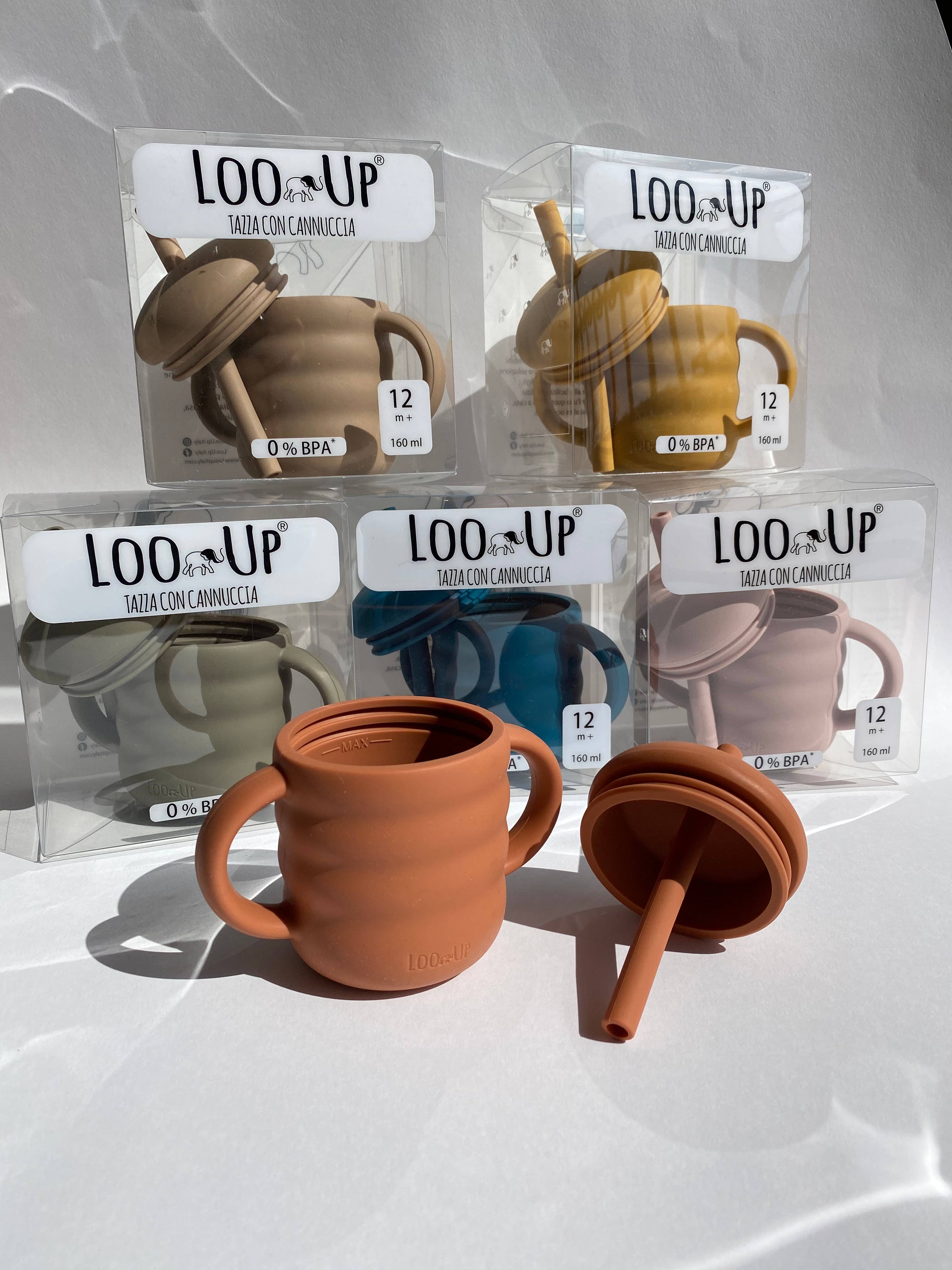Loo.Up Italy - Venta al por mayor Vaso/copa - Niños y bebés - Vaso infantil de vidrio Salvia con pajilla - 160 ml2