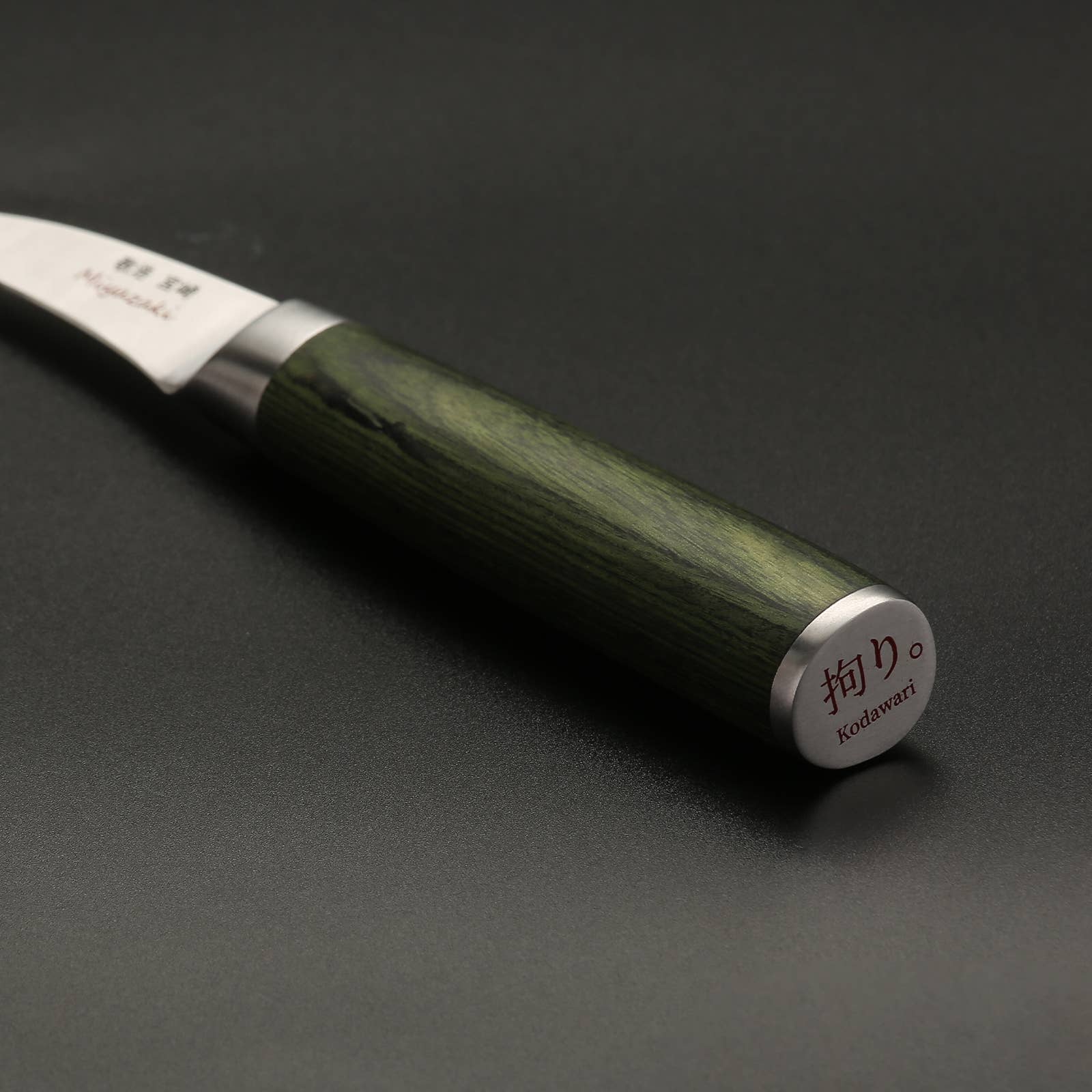 Ed Mahony - Wholesale Kitchen/Utility Knife - Miyazaki Kodawari-curved Paring knife,green pakkawood handle2