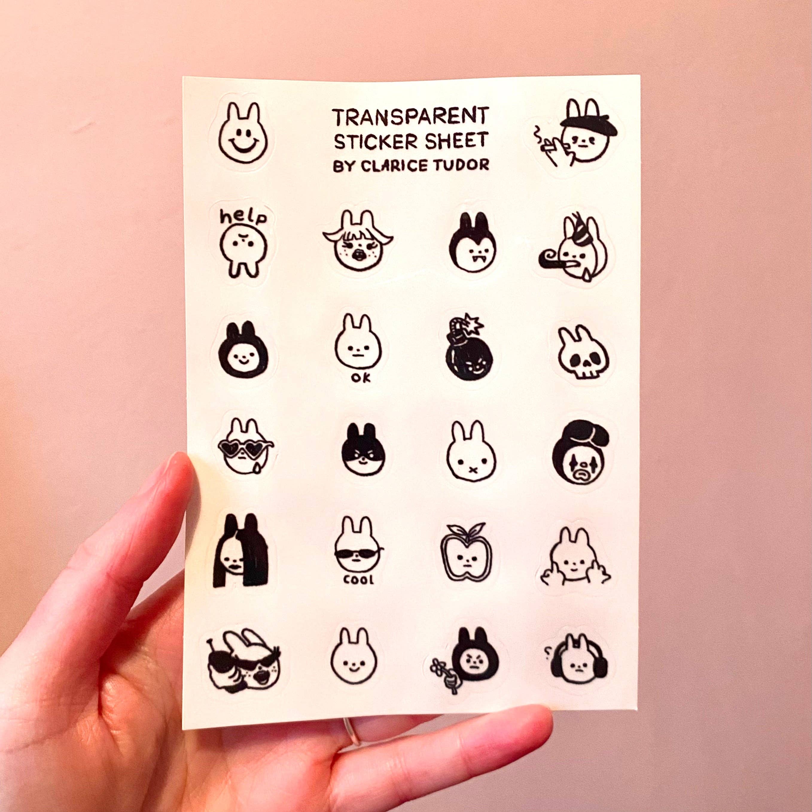 Clarice Tudor - Wholesale Sticker - Transparent Bunnies Sticker Sheet1