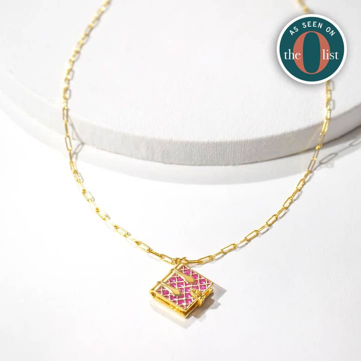 Fortune & Frame - Vendita all'ingrosso Collane con medaglione - Medaglione a libro (magenta) - oro
