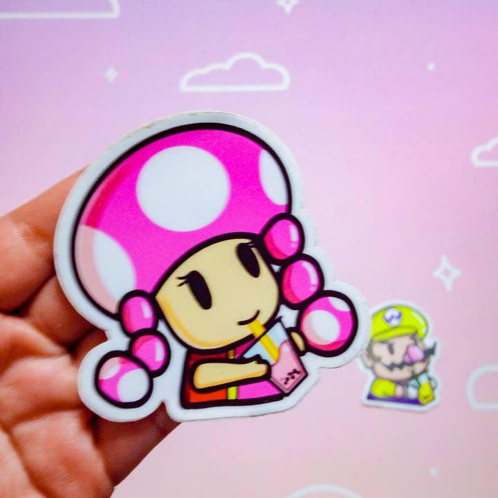 Cutesewluna LLC - Wholesale Sticker - Mario x Boba Vinyl Sticker NEW ART Luigi Wario Waluigi Peach