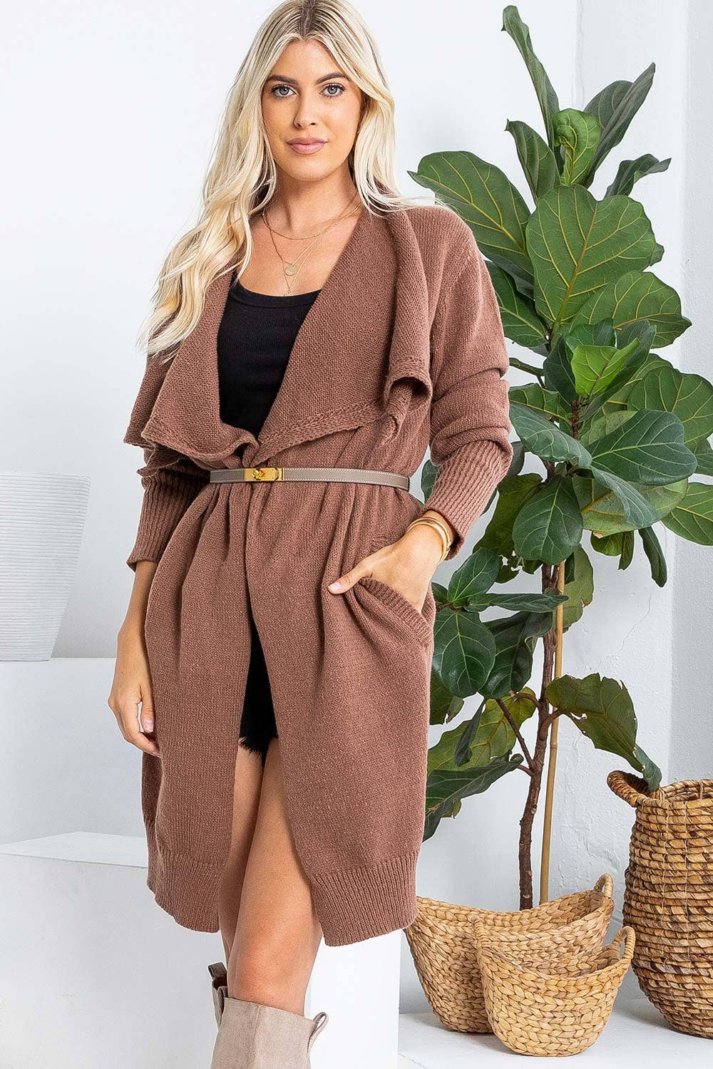 Sweet Lovely by Jen – Engroshandel Cardigan - Dame – BLØD STRIKTRØJE MED ÅBEN FRONT LANG CARDIGAN8