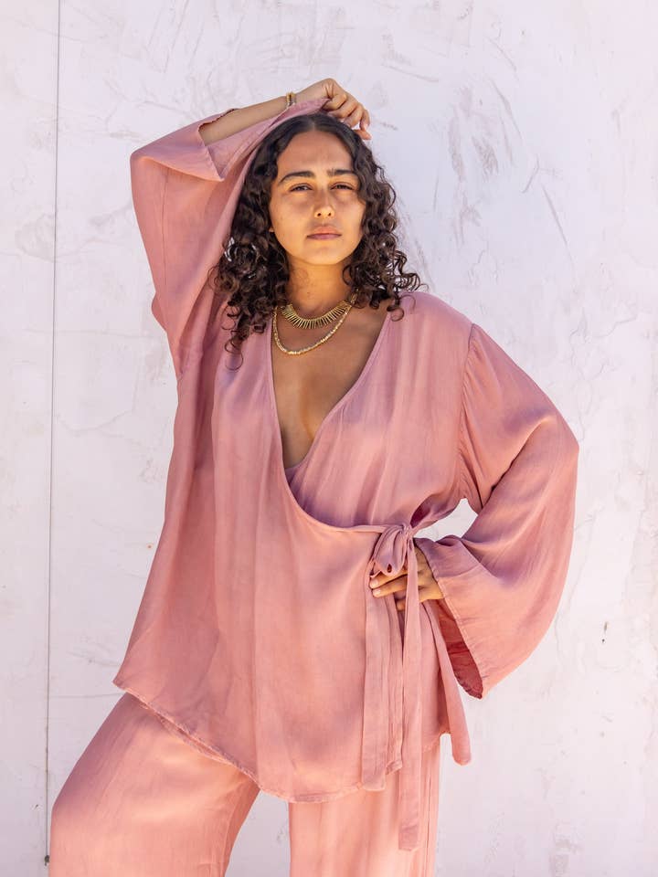 Sao Wrap Top | Orange Peel | Dirty Rose for wholesale on Faire4