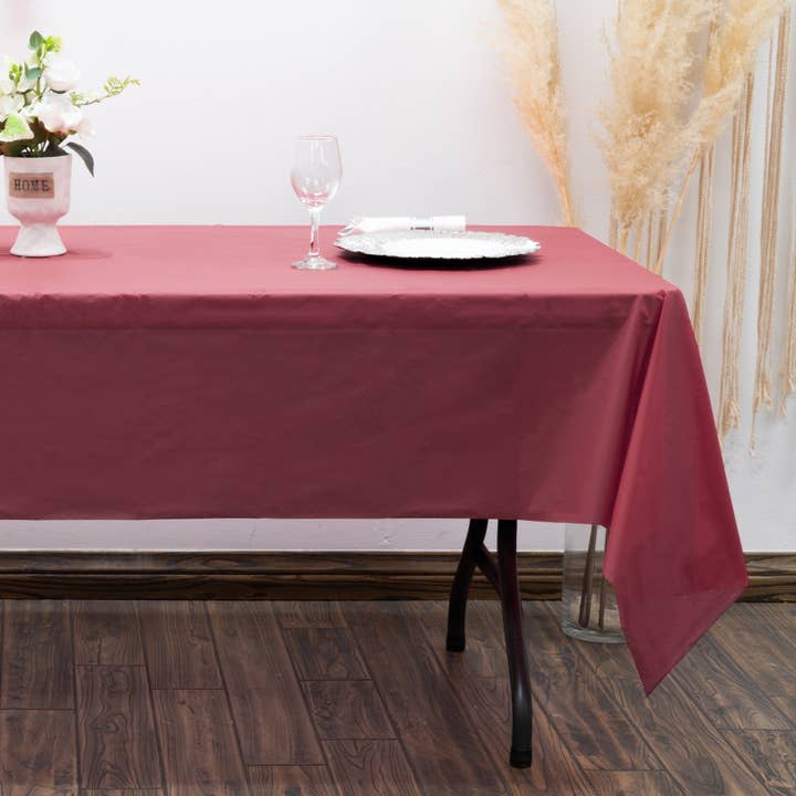 Black Rectangle Plastic Table Covers 12pc/pack - Burgundy for wholesale on Faire5