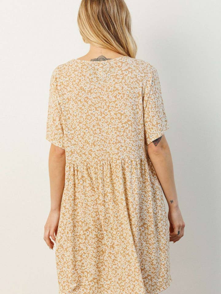 mittoshop - Wholesale Dress - Women's - D1788-DITSY FLOWER PRINT BABYDOLL KNIT DRESS