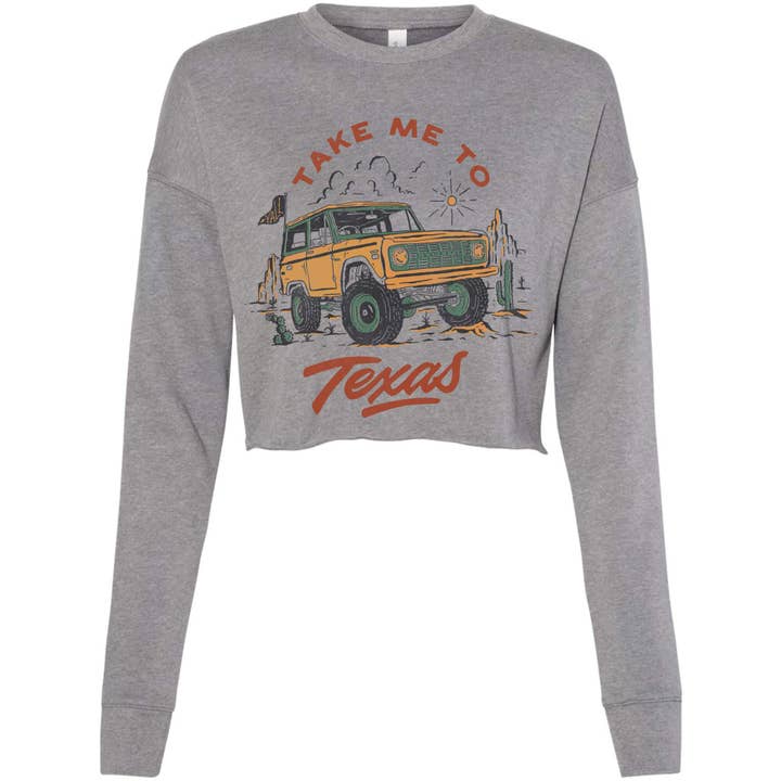 Take Me Texas Cropped Sweater for wholesale by State Bliss