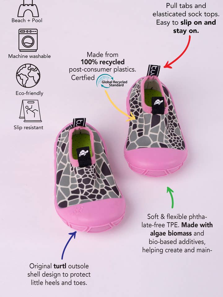Turtl - Venta al por mayor Sandalias - Niños - zapatos de agua en rosa con estampado de concha de tortuga