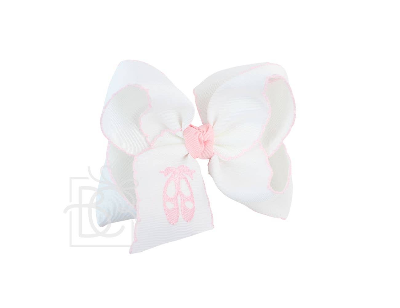 Beyond Creations, LLC - Wholesale Hair Bow - Kids - EMBROIDERED BALLET SHOES CROCHET EDGE BOWS0