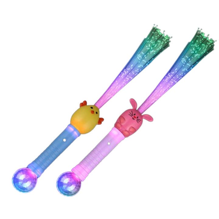 Blinkee.com, LLC - Wholesale Light-Up Toy - Kids & Baby - Pack of 2 Light Up Easter Sparkle Wands Bunny and Chick Duo