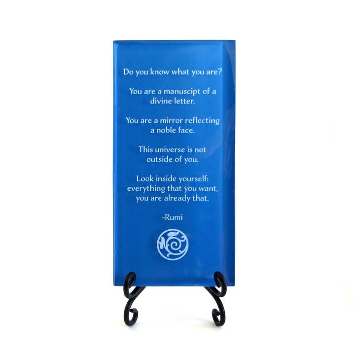 Lifeforce Glass, Inc. - Vente Plaque murale - Plaque en verre, citation Rumi, Savez-vous ce que vous êtes ?