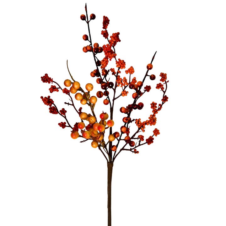 Autumn Harvest Berry Spray - Orange 28" for wholesale by David Christopher's Collection