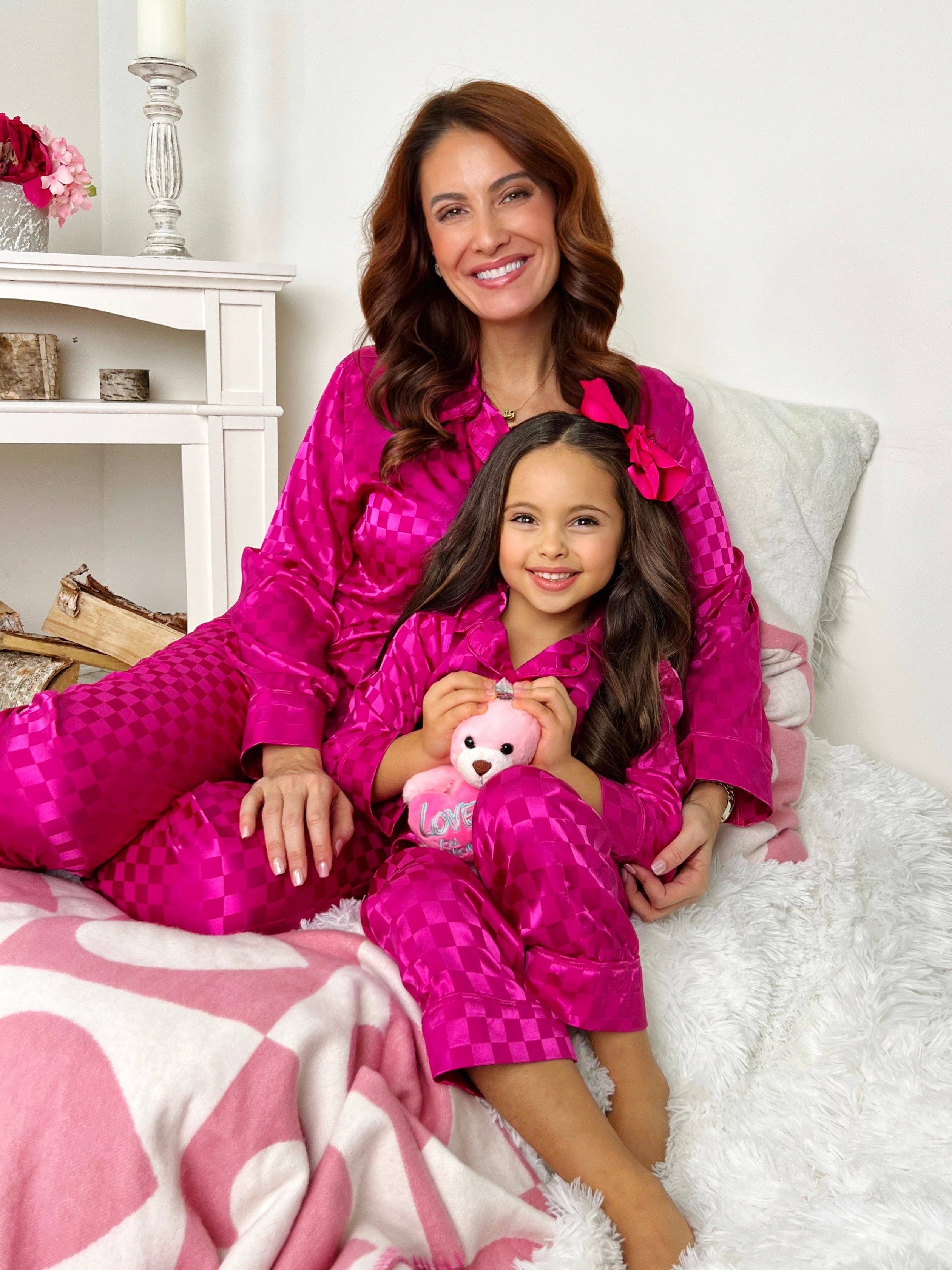 Mommy And Me Loved By You Fuchsia Pajamas for wholesale on Faire2