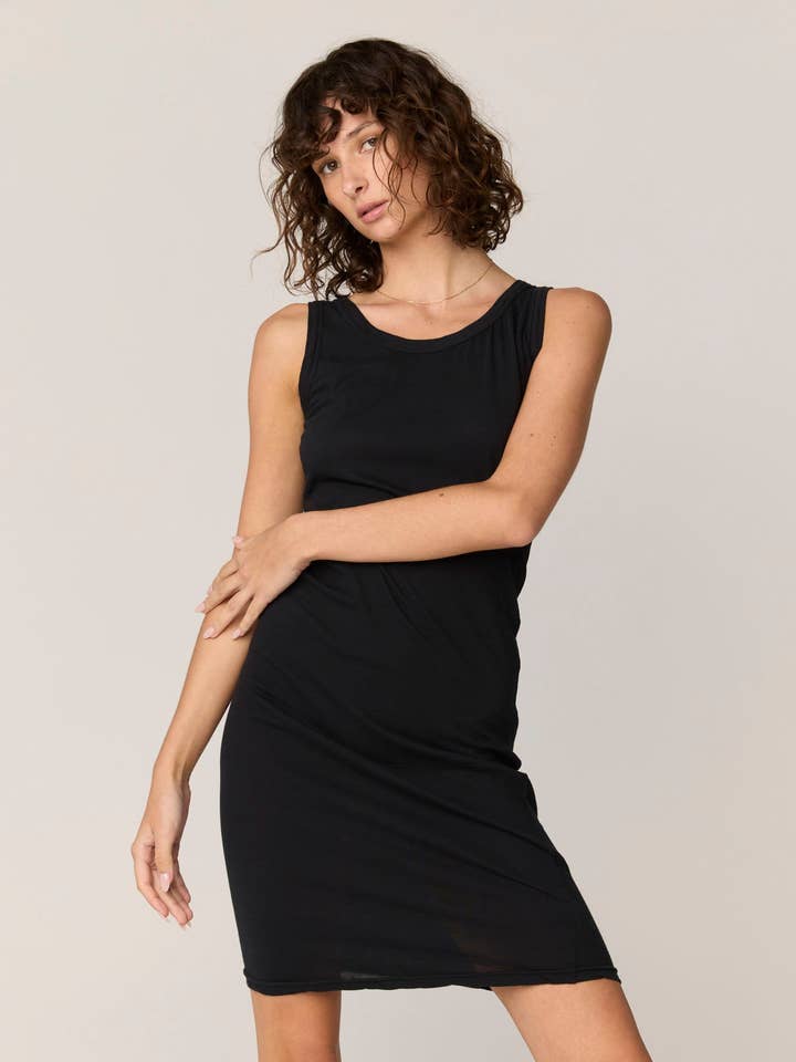 COASTY TANK DRESS - NOIR for wholesale by Primness